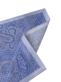 Hackett London Silk Paisley Pocket Square, Oxford Blue - view 2, Oxford Blue