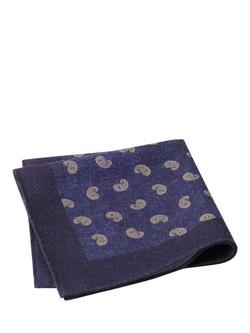 Hackett London Wool Paisley Pocket Square, Navy, Navy