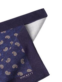 Hackett London Wool Paisley Pocket Square, Navy - view 2, Navy