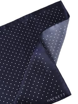 Hackett London Micro Dot Silk Pocket Square, Navy - view 2, Navy