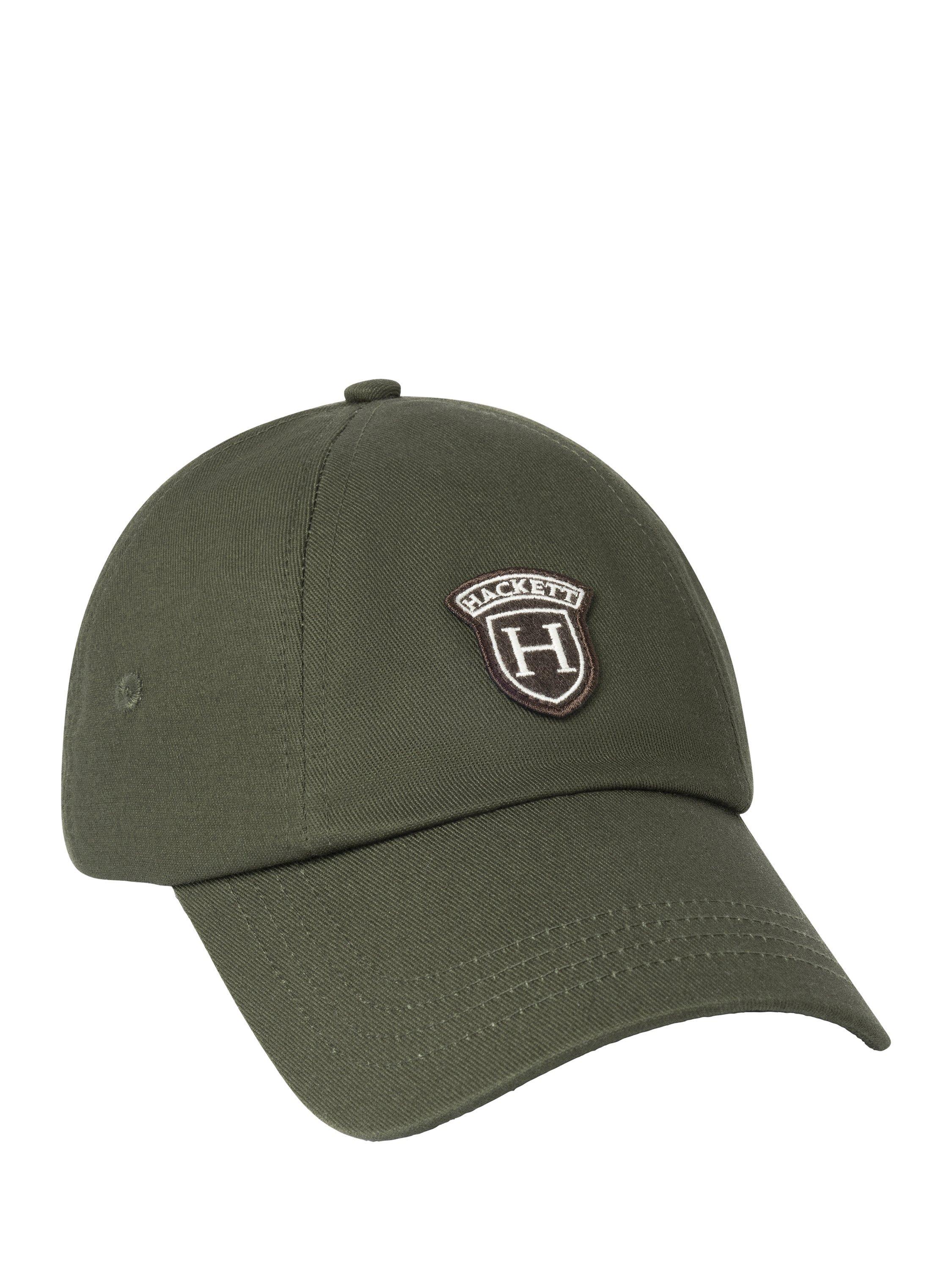 Product image 1 of 4, which shows Hackett London Cotton Peaks Badge Baseball Cap, Forest Green, One Size