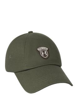 Hackett London Cotton Peaks Badge Baseball Cap, Forest Green, Forest Green