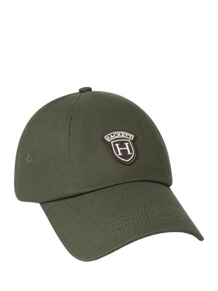 Hackett London Heritage Cotton Peaks Badge Baseball Cap, Forest Green, Forest Green