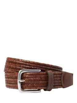 Hackett London Woven Braided Leather Belt, Tan Brown, Tan Brown