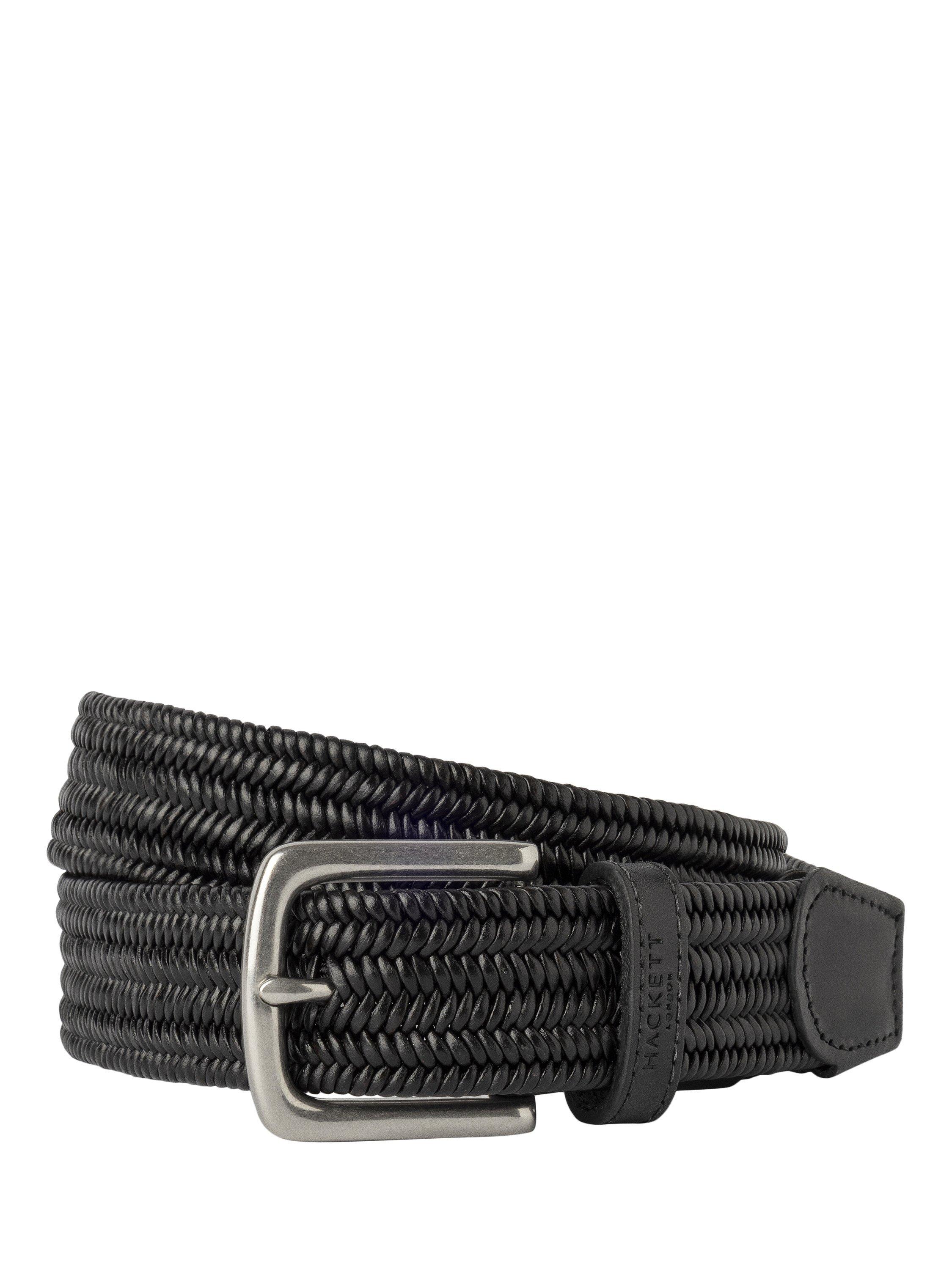 Product image 1 of 4, which shows Hackett London Braided Leather Belt, Black, S
