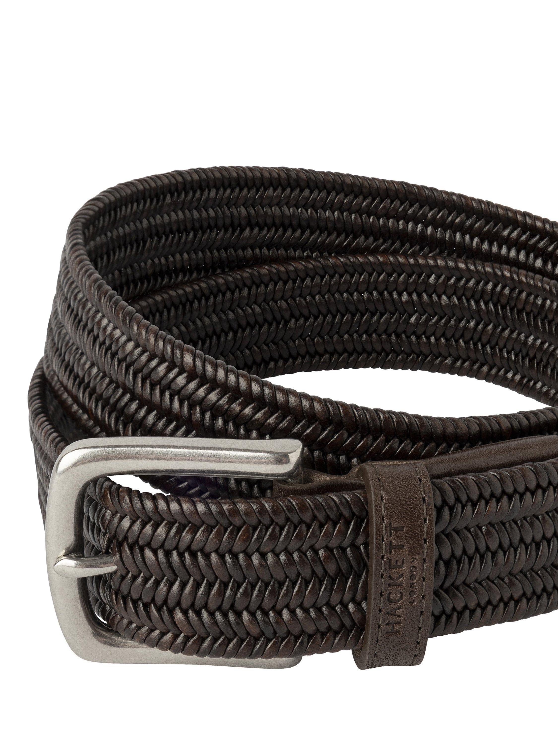 Product image 2 of 4, which shows Hackett London Braided Leather Belt, Brown, L