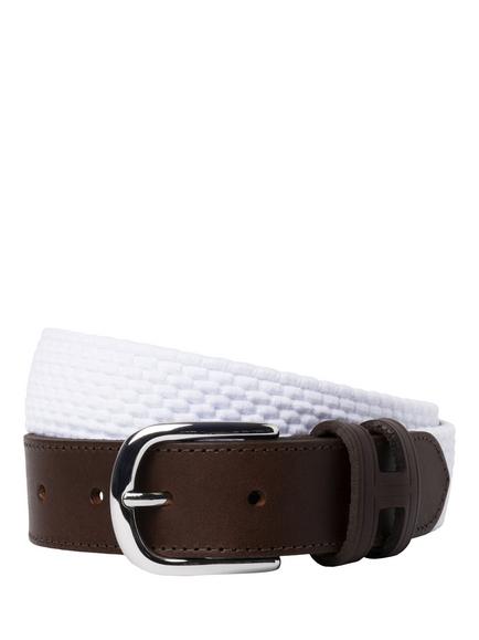 Hackett London Leather Braided Spilt Detail Belt, Optic White, Optic White