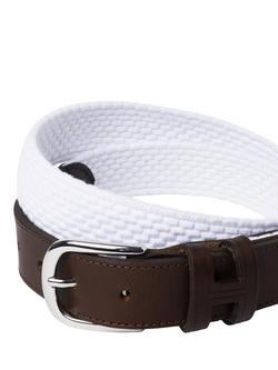 Hackett London Leather Braided Spilt Detail Belt, Optic White - view 2, Optic White