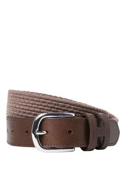 Hackett London Leather Braided Spilt Detail Belt, Bronze Beige, Bronze Beige