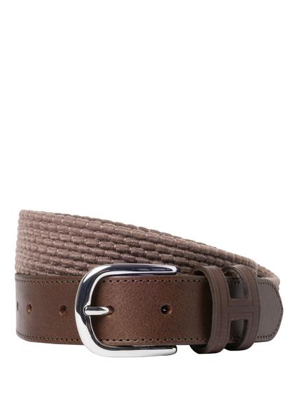 Hackett London Leather Braided Spilt Detail Belt, Bronze Beige, Bronze Beige