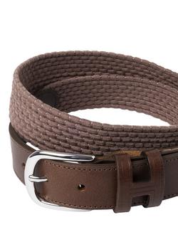 Hackett London Leather Braided Spilt Detail Belt, Bronze Beige - view 2, Bronze Beige
