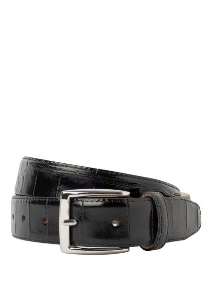 Hackett London Croc Stamped Leather Belt, Black, Black