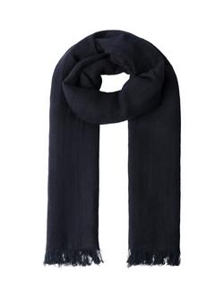 Hackett London Cotton Linen Blend Scarf, Navy, Navy