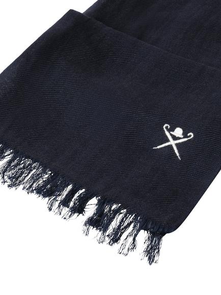 Hackett London Cotton Linen Blend Scarf, Navy - view 2, Navy