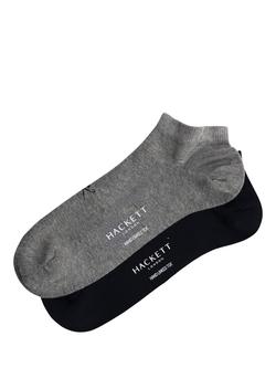 Hackett London Combed Cotton Trainer Socks, Pack of 2, Navy, Navy