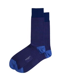Hackett London Combed Jacquard Striped Socks, Electric Blue
