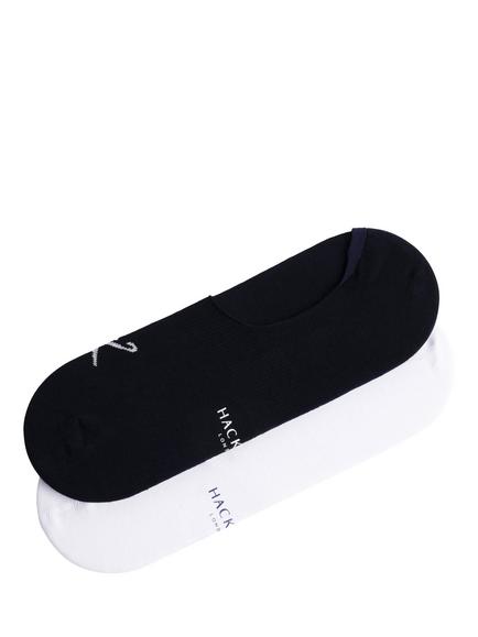 Hackett London Cotton Blend Trainer Socks, Pack of 2, Navy/White, Navy/White