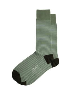 Hackett London Cotton Rich Stripe Socks, Stone Green, Stone Green