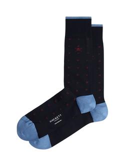 Hackett London H Logo Cotton Blend Socks, Ink Blue/Multi, Ink Blue/Multi
