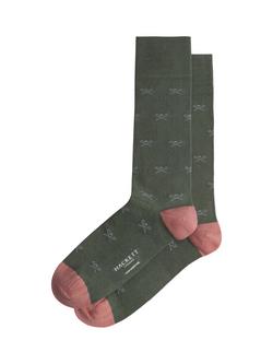 Hackett London Logo Cotton Rich Socks, Ink Blue, Stone Green