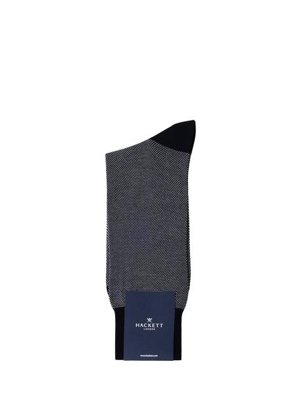 Hackett London Cotton Blend Birds-Eye Jacquard Socks, Ink Blue - view 2, Ink Blue