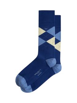 Hackett London Argyle Patterned Crew Socks, Electric Blue, Electric Blue