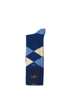 Hackett London Argyle Patterned Crew Socks, Electric Blue - view 2, Electric Blue