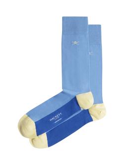 Hackett London Colour Block Crew Socks, Bright Blue
