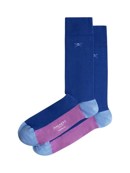 Hackett London Cotton Rich Colour Block Socks, Electric Blue/Multi, Electric Blue/Multi