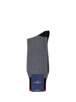 Hackett London Herringbone Patterned Crew Socks - view 2, Ink Blue