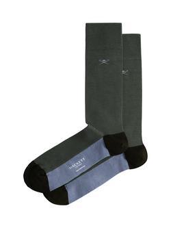 Hackett London Colour Block Crew Socks, Stone Green