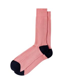 Hackett London Cotton Ribbed Socks, Peach Orange