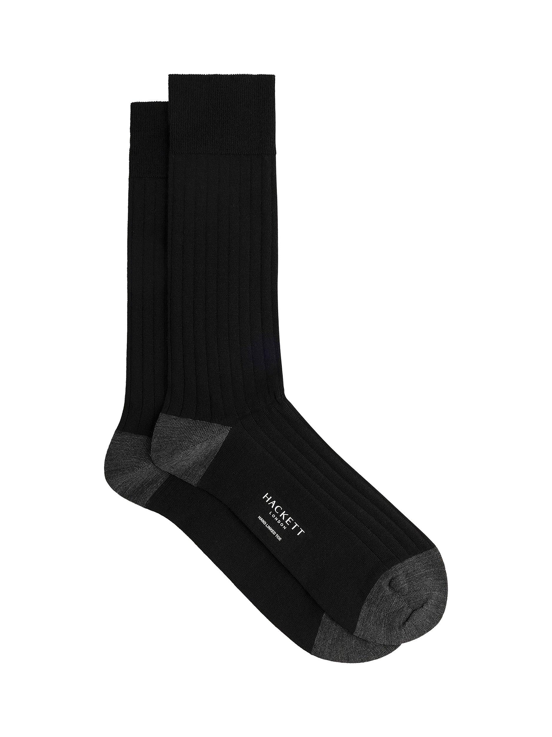 Product image 1 of 4, which shows Hackett London Merino Wool Mix Socks, Black, M-L