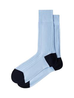 Hackett London Solid Colour Logo Cotton Socks, Bright Blue/Black