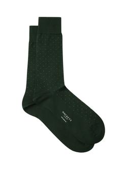 Hackett London Cotton Mix Polka Dot Socks, Bottle Green, Bottle Green