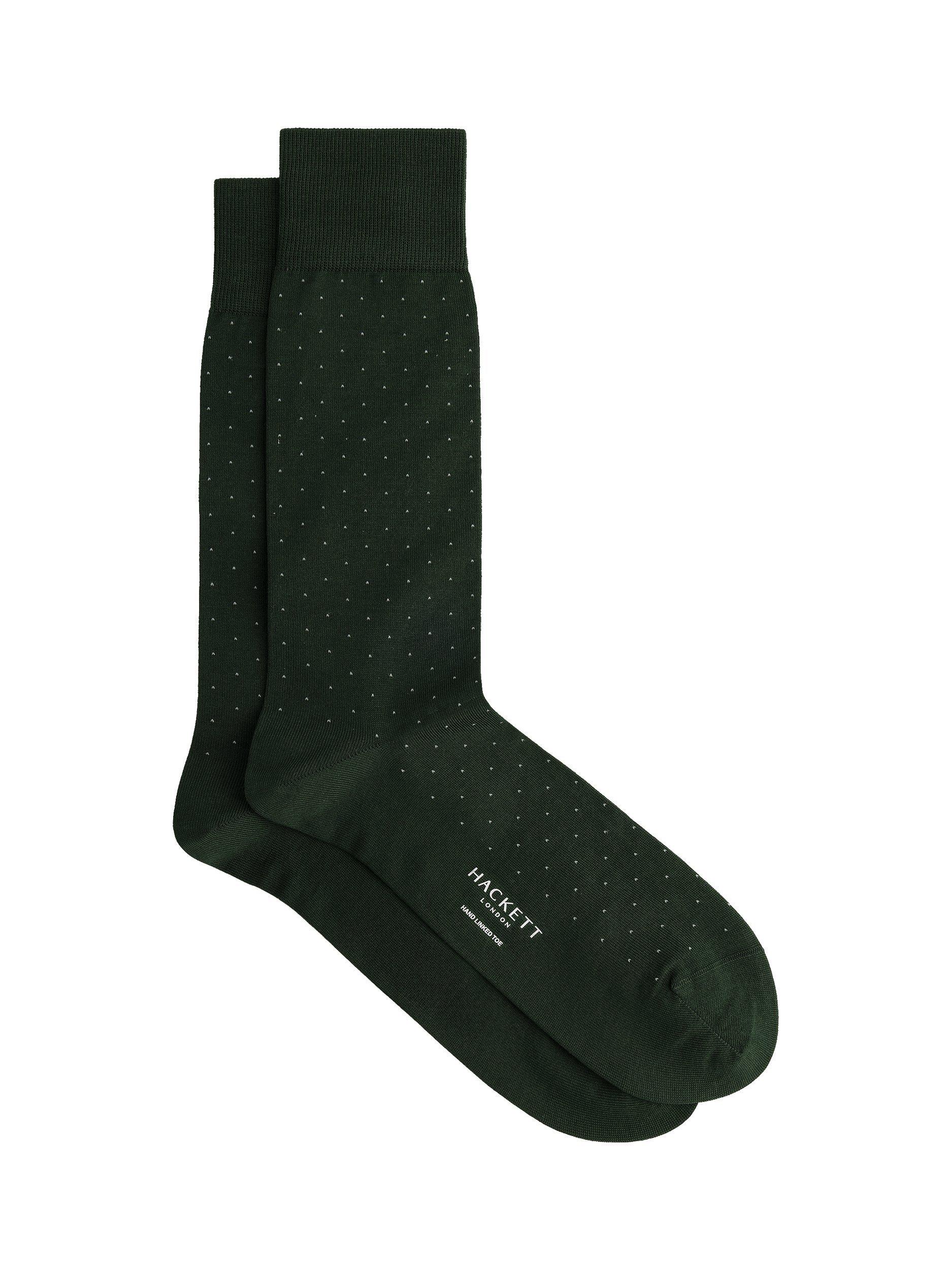 Product image 4 of 4, which shows Hackett London Cotton Mix Polka Dot Socks, Bottle Green, M-L