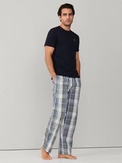 Hackett London Cotton Short Sleeve Check Trousers Pyjama Set, Ink Blue/Multi - view 2, Ink Blue/Multi