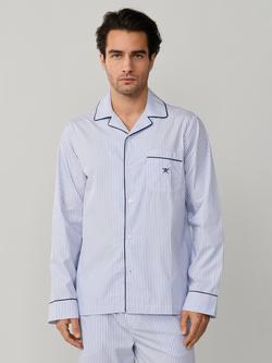 Hackett London Cotton Striped Woven Pyjama Set, Summer Blue/White, Summer Blue/White