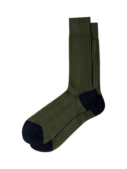 Hackett London Cotton Ribbed Socks, Army Green