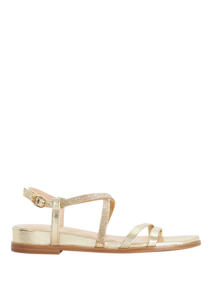 Dune London Lexia Jewel Strap Leather Sandals, Gold, Gold