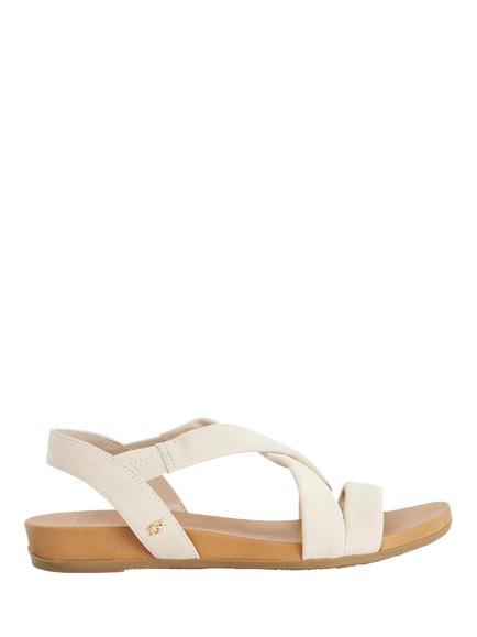 Dune London Landies Leather Cross Strap Sandals, Ecru