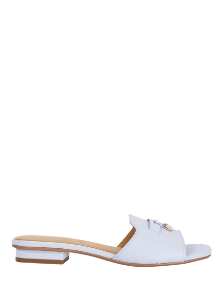Dune London Lindo Tassel Trim Leather Heeled Mules, Pale Blue, Pale Blue