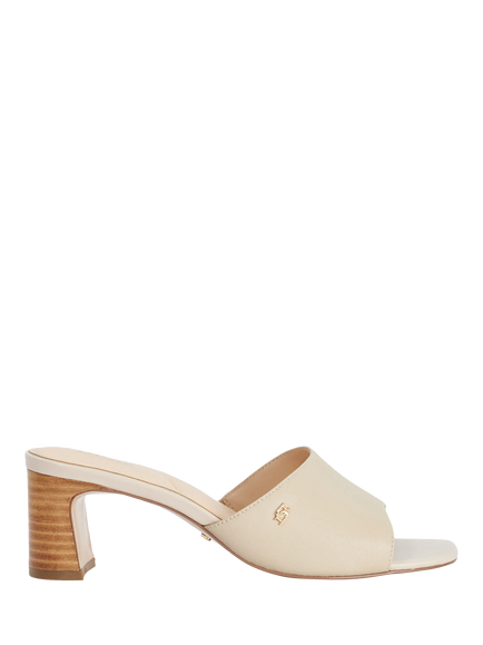 Dune London Mazy Leather Heeled Mules, Ecru, Ecru