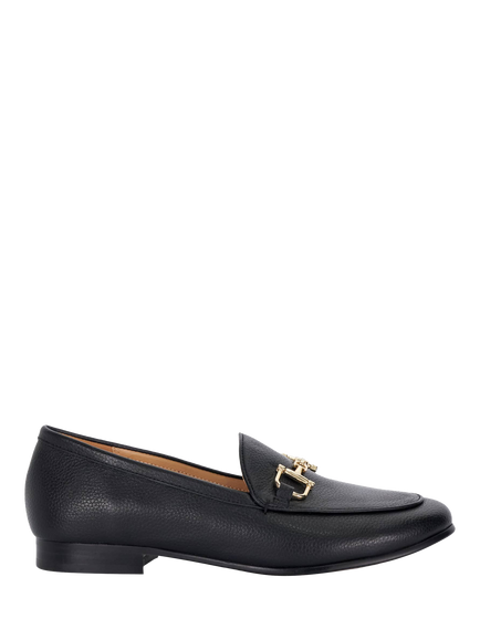 Dune London Wide Fit Glair Snaffle Trim Leather Loafers, Black