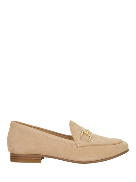 Dune London Wide Fit Glair Snaffle Trim Leather Loafers, Ecru