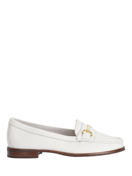 Dune London Glenny Wide Fit Leather Flat Heel Loafers, White