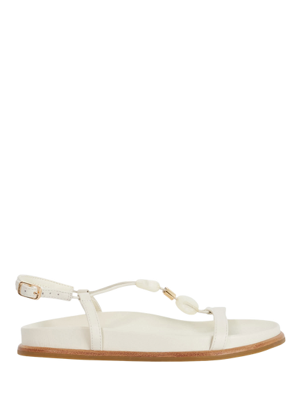 Dune London Lottee Leather Beaded Thin Strap Sandals, White, White