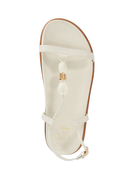 Dune London Lottee Leather Beaded Thin Strap Sandals, White - view 2, White