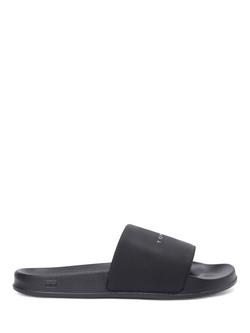 Tommy Hilfiger Textured Slides, Black, Black