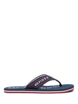 Tommy Hilfiger Webbing Strap Logo Flip-Flops, Dark Blue, Dark Blue